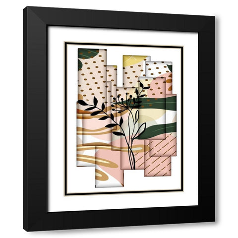 Abstract Collage 335 Black Modern Wood Framed Art Print with Double Matting by Bolokofsky, Ronald