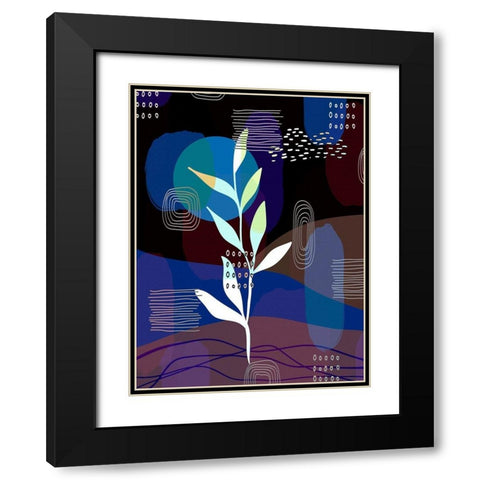 Botanical Abstract 434 Black Modern Wood Framed Art Print with Double Matting by Bolokofsky, Ronald