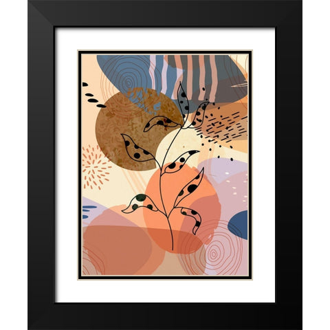Floral Abstract 304 Black Modern Wood Framed Art Print with Double Matting by Bolokofsky, Ronald