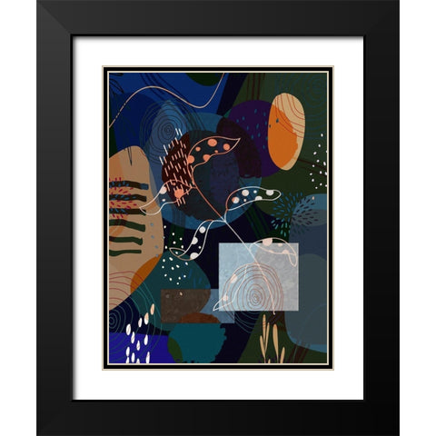 Floral Abstract 401 Black Modern Wood Framed Art Print with Double Matting by Bolokofsky, Ronald