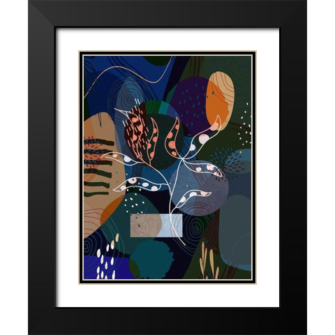 Floral Abstract 402 Black Modern Wood Framed Art Print with Double Matting by Bolokofsky, Ronald
