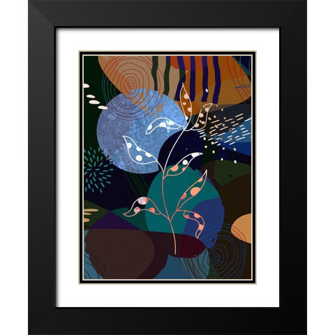 Floral Abstract 404 Black Modern Wood Framed Art Print with Double Matting by Bolokofsky, Ronald