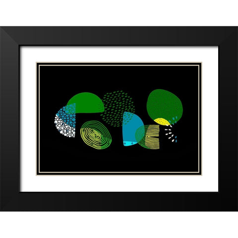 Mid Century Shapes 634 Black Modern Wood Framed Art Print with Double Matting by Bolokofsky, Ronald
