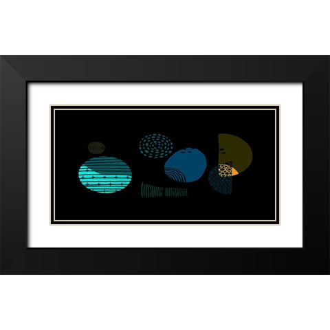 Mid Century Shapes 732 Black Modern Wood Framed Art Print with Double Matting by Bolokofsky, Ronald