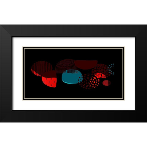 Mid Century Shapes 736 Black Modern Wood Framed Art Print with Double Matting by Bolokofsky, Ronald