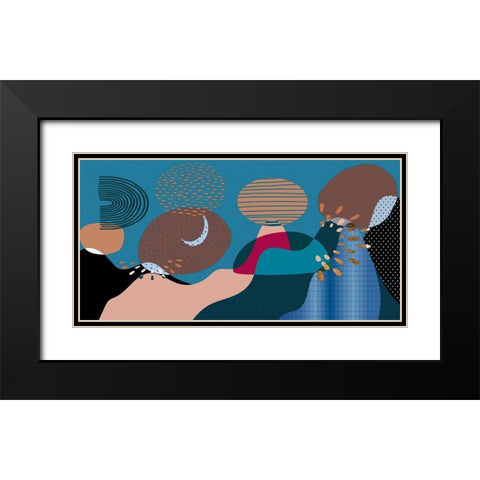 Mid Century Shapes 833 Black Modern Wood Framed Art Print with Double Matting by Bolokofsky, Ronald
