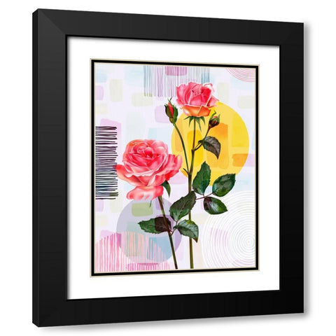 Pink Roses 83 Black Modern Wood Framed Art Print with Double Matting by Bolokofsky, Ronald