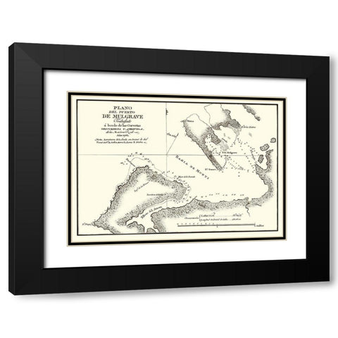Puerto de Mulgrave Alaska - Espinosa y Tello 1802 Black Modern Wood Framed Art Print with Double Matting by Espinosa