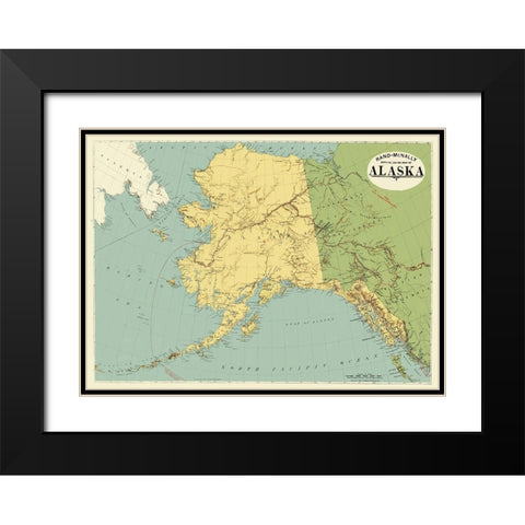 Alaska - Rand McNally 1897 Black Modern Wood Framed Art Print with Double Matting by Rand McNally
