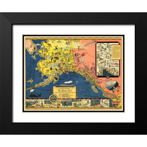 Alaska Steamship Co - Farwest 1934 Black Modern Wood Framed Art Print with Double Matting by Farwest