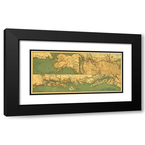Alaska Excursion Steamers, N Pacific Railroad Black Modern Wood Framed Art Print with Double Matting by Fee
