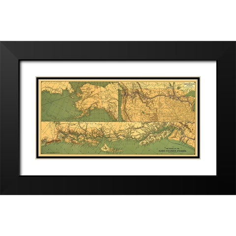 Alaska Excursion Steamers, N Pacific Railroad Black Modern Wood Framed Art Print with Double Matting by Fee
