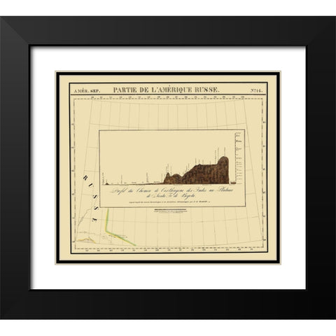 Southern Alaska - Vandermaelen 1827 Black Modern Wood Framed Art Print with Double Matting by Vandermaelen
