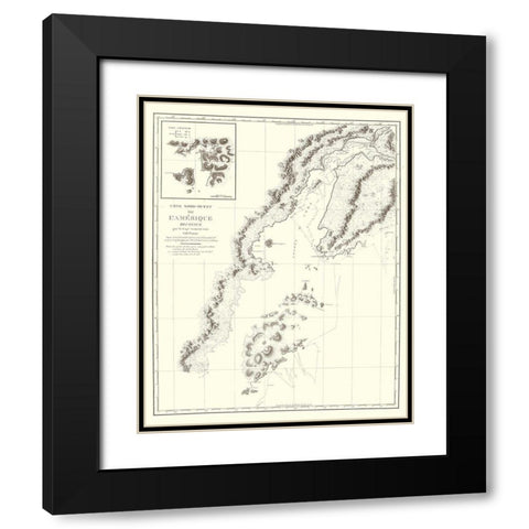 Alaska Southern Part - Depot de la Marine 1828 Black Modern Wood Framed Art Print with Double Matting by Depot de la Marine