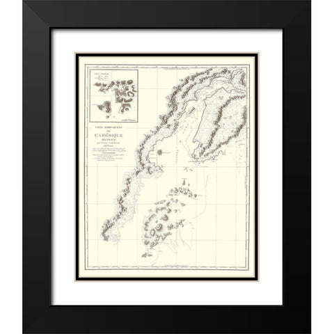 Alaska Southern Part - Depot de la Marine 1828 Black Modern Wood Framed Art Print with Double Matting by Depot de la Marine