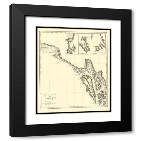 Alaska Southern Portion No 6 - Vancouver 1800 Black Modern Wood Framed Art Print with Double Matting by Vancouver