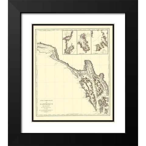Alaska Southern Portion No 6 - Vancouver 1800 Black Modern Wood Framed Art Print with Double Matting by Vancouver