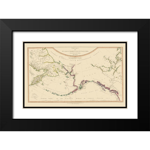 Alaska, Russia - Faden 1794 Black Modern Wood Framed Art Print with Double Matting by Faden