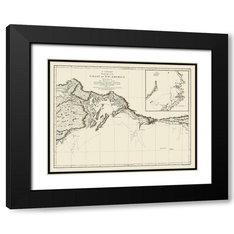 Alaskan Coast - Vancouver 1798 Black Modern Wood Framed Art Print with Double Matting by Vancouver