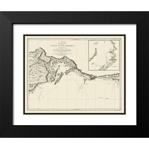 Alaskan Coast - Vancouver 1798 Black Modern Wood Framed Art Print with Double Matting by Vancouver