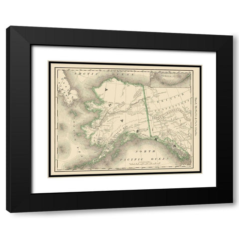 Alaska - Rand McNally 1879 Black Modern Wood Framed Art Print with Double Matting by Rand McNally