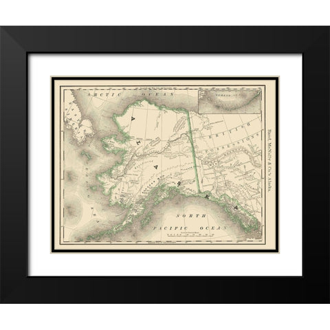 Alaska - Rand McNally 1879 Black Modern Wood Framed Art Print with Double Matting by Rand McNally