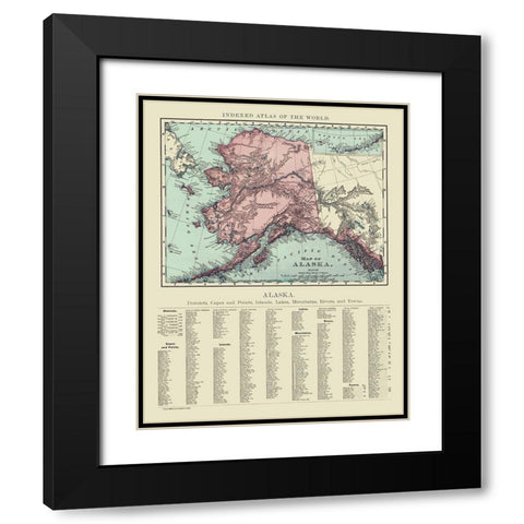Alaska - Rand McNally 1892 Black Modern Wood Framed Art Print with Double Matting by Rand McNally