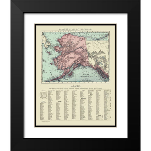 Alaska - Rand McNally 1892 Black Modern Wood Framed Art Print with Double Matting by Rand McNally