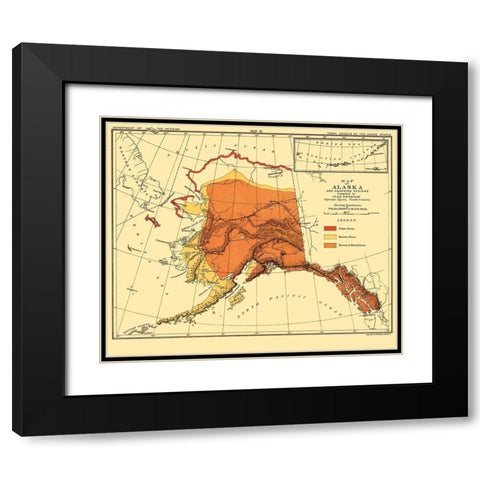 Alaska Bear Habitat - Bien 1882 Black Modern Wood Framed Art Print with Double Matting by Bien