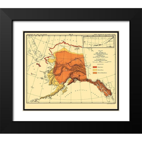 Alaska Bear Habitat - Bien 1882 Black Modern Wood Framed Art Print with Double Matting by Bien