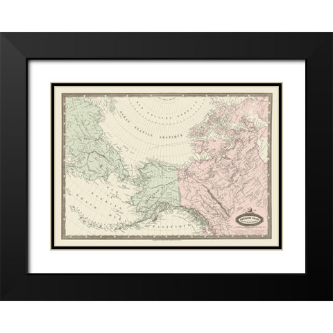 North America, Eastern Russia - Renouard 1860 Black Modern Wood Framed Art Print with Double Matting by Renouard