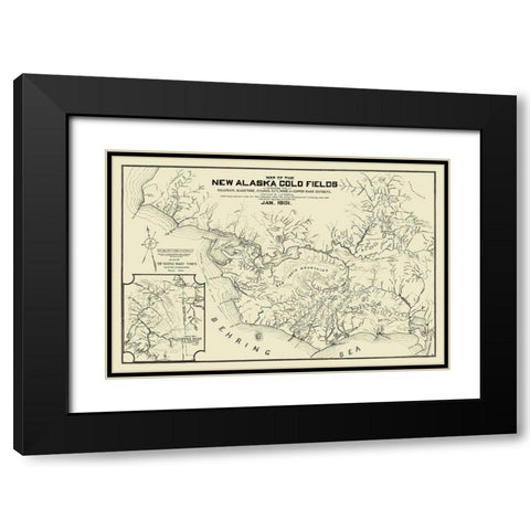 New Alaska Gold Fields - Temple 1901 Black Modern Wood Framed Art Print with Double Matting by Temple