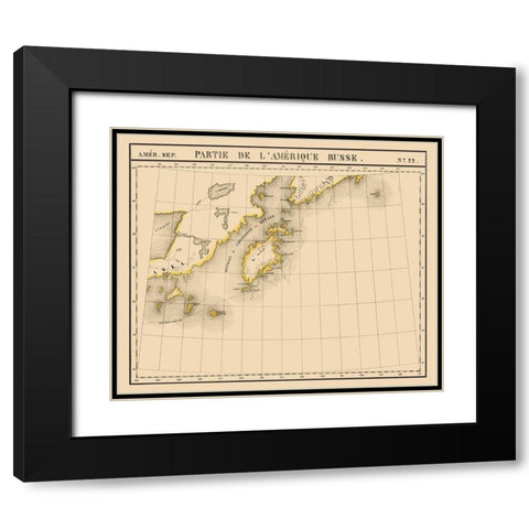 Alaska Southwest - Vandermaelen 1827 Black Modern Wood Framed Art Print with Double Matting by Vandermaelen