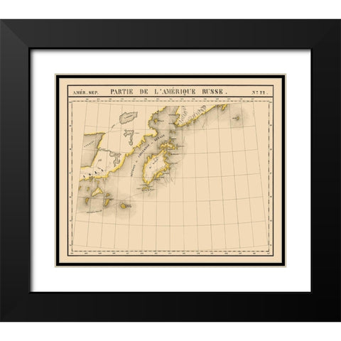 Alaska Southwest - Vandermaelen 1827 Black Modern Wood Framed Art Print with Double Matting by Vandermaelen