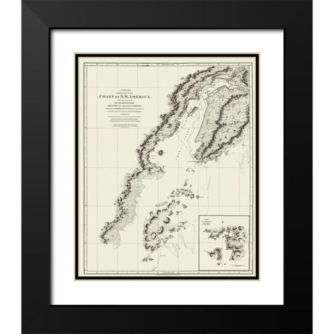 Alaska Coast - Robinson 1798 Black Modern Wood Framed Art Print with Double Matting by Robinson