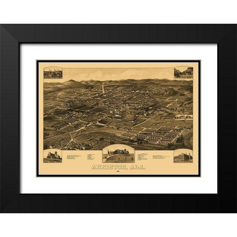Anniston Alabama - Beck 1887 Black Modern Wood Framed Art Print with Double Matting by Beck