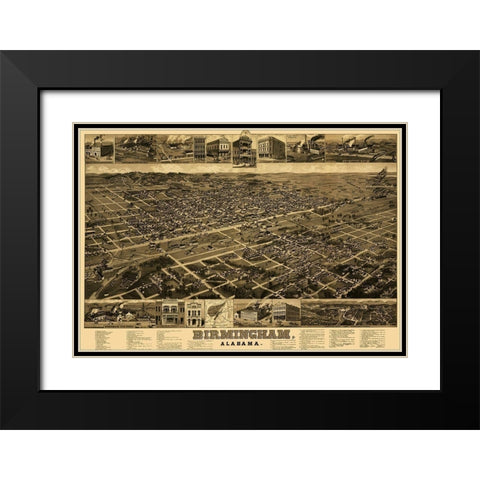 Birmingham Alabama - Beck 1885 Black Modern Wood Framed Art Print with Double Matting by Beck