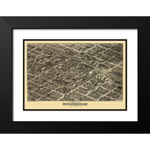 Birmingham Alabama - Dry 1903 Black Modern Wood Framed Art Print with Double Matting by Dry