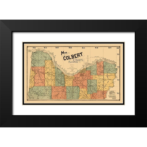 Colbert County Alabama - Bacon 1896  Black Modern Wood Framed Art Print with Double Matting by Bacon