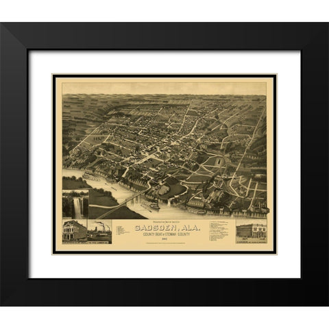 Gadsden Alabama - Beck 1887 Black Modern Wood Framed Art Print with Double Matting by Beck