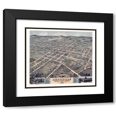 Huntsville Alabama - Ehrgott 1871 Black Modern Wood Framed Art Print with Double Matting by Ehrgott