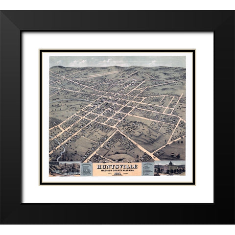Huntsville Alabama - Ehrgott 1871 Black Modern Wood Framed Art Print with Double Matting by Ehrgott