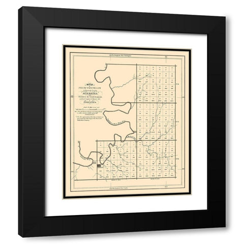 Marengo Alabama Townships - Paguenaud 1817 Black Modern Wood Framed Art Print with Double Matting by Paguenaud