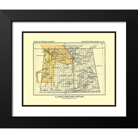 Northern Alabama - Hoen 1896 Black Modern Wood Framed Art Print with Double Matting by Hoen
