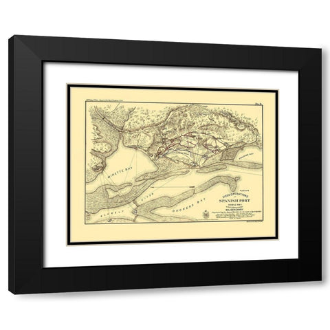 Spanish Fort Mobile Bay Alabama - Palfrey 1866  Black Modern Wood Framed Art Print with Double Matting by Palfrey