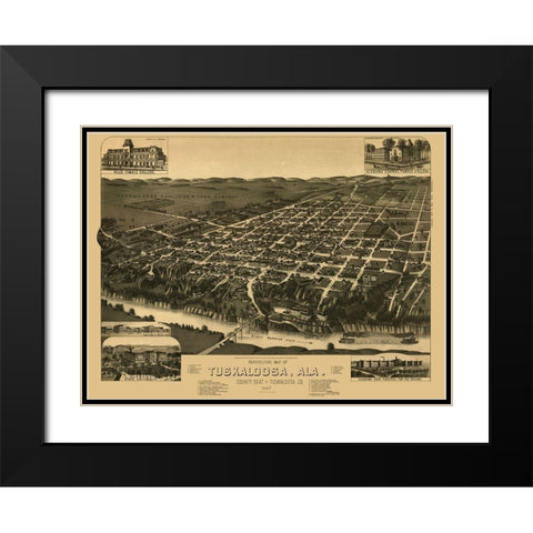 Tuskaloosa Alabama - Wellge 1887 Black Modern Wood Framed Art Print with Double Matting by Wellge