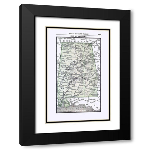 Alabama - Alden 1886 Black Modern Wood Framed Art Print with Double Matting by Alden