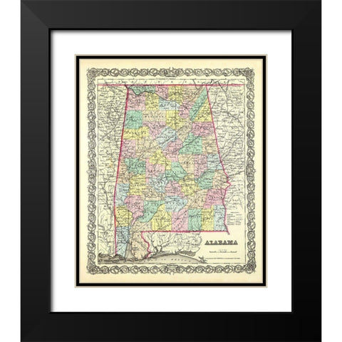 Alabama - Colton 1856 Black Modern Wood Framed Art Print with Double Matting by Colton