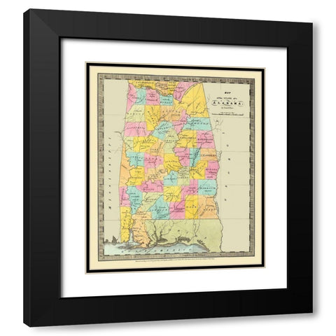 Alabama - Burr 1835 Black Modern Wood Framed Art Print with Double Matting by Burr