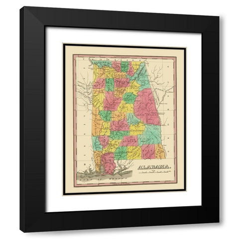 Alabama - Finley 1831 Black Modern Wood Framed Art Print with Double Matting by Finley